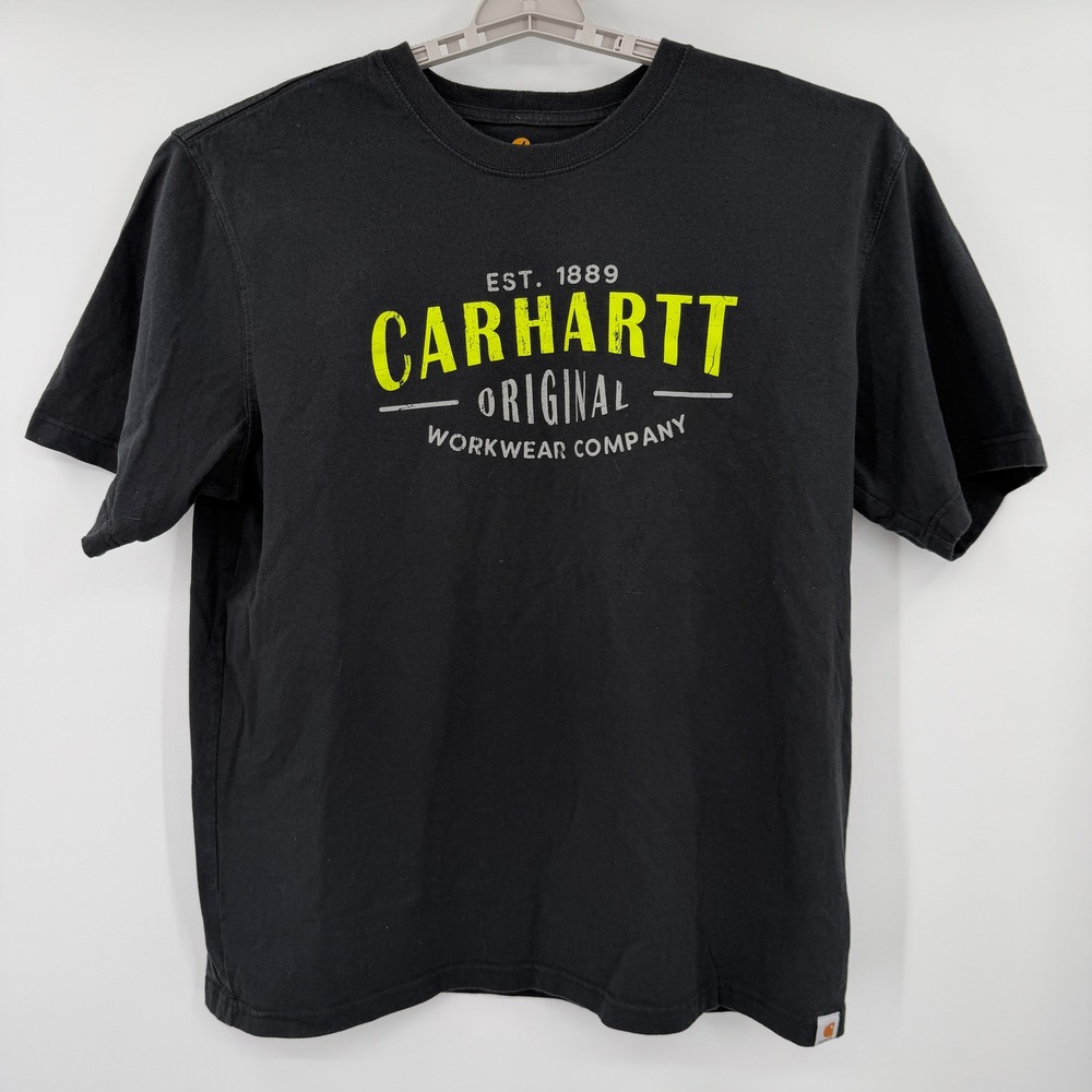 Carhartt Mens Black Graphic T-Shirt Original Fit Cotton Workwear Tee Large L - Picture 1 of 6